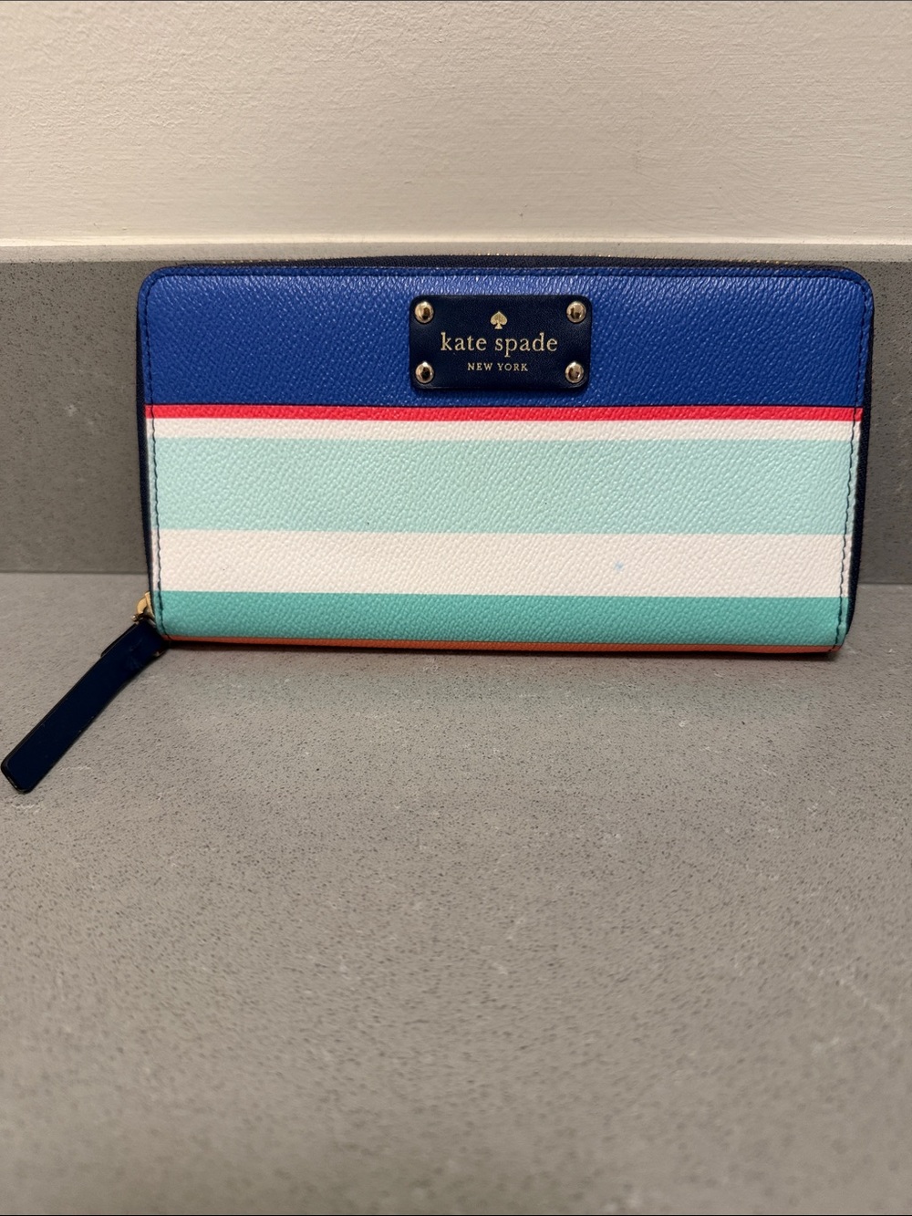 kate spade Striped Zip-Around Wallet